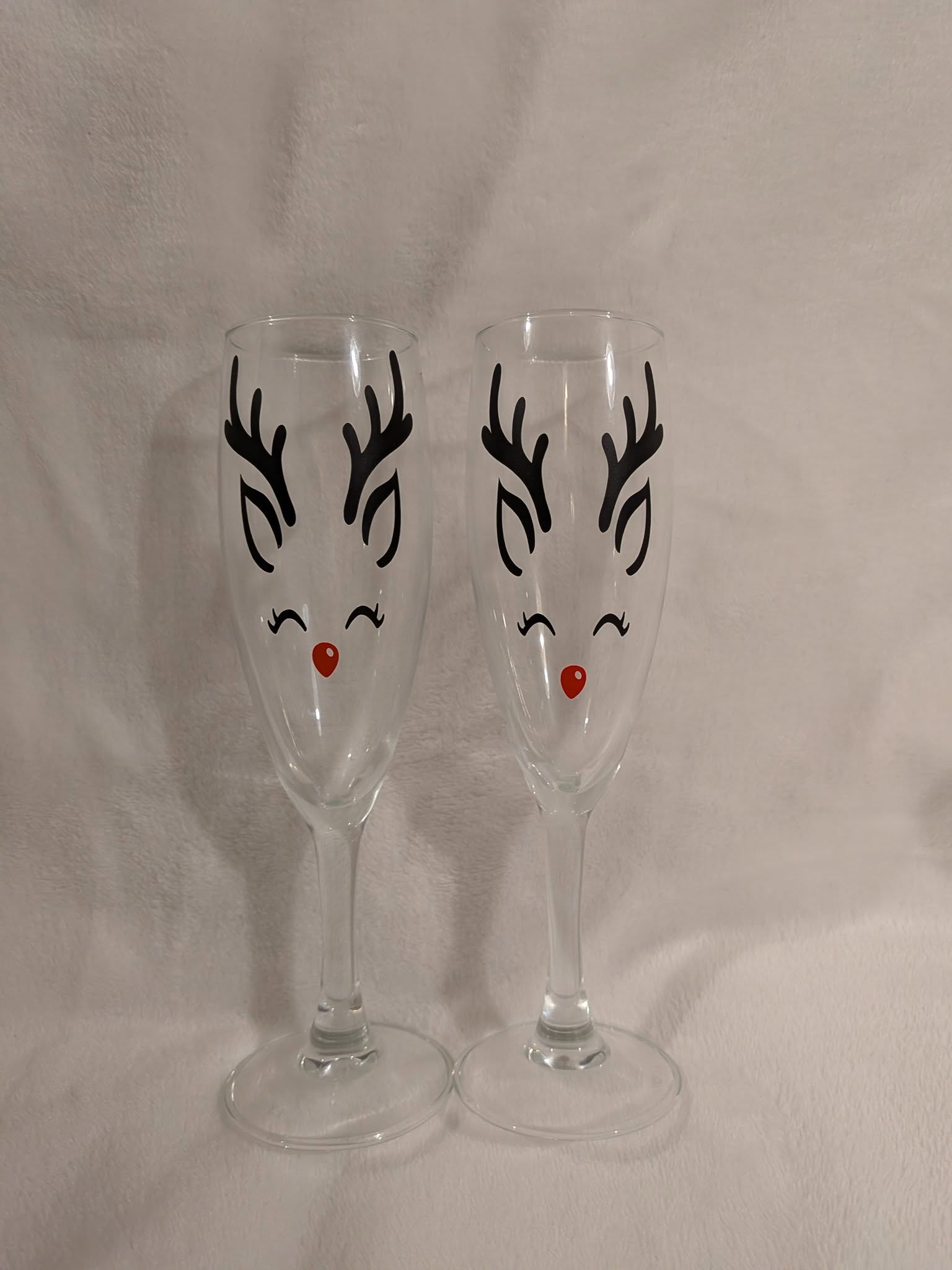 Customized reindeer theme glass cup with bamboo lid and straw